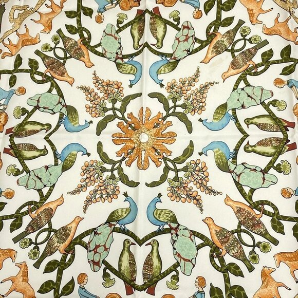 HERMES Carre 90 - Bordeaux Cream Multi Scarf 367-071325 - Picture 3 of 6